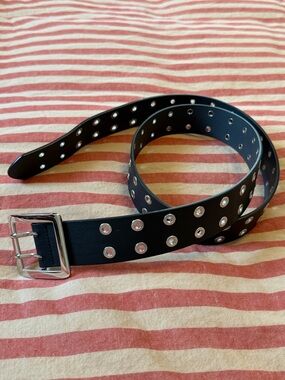 Target Black Grommet Belt with Silver Hardware